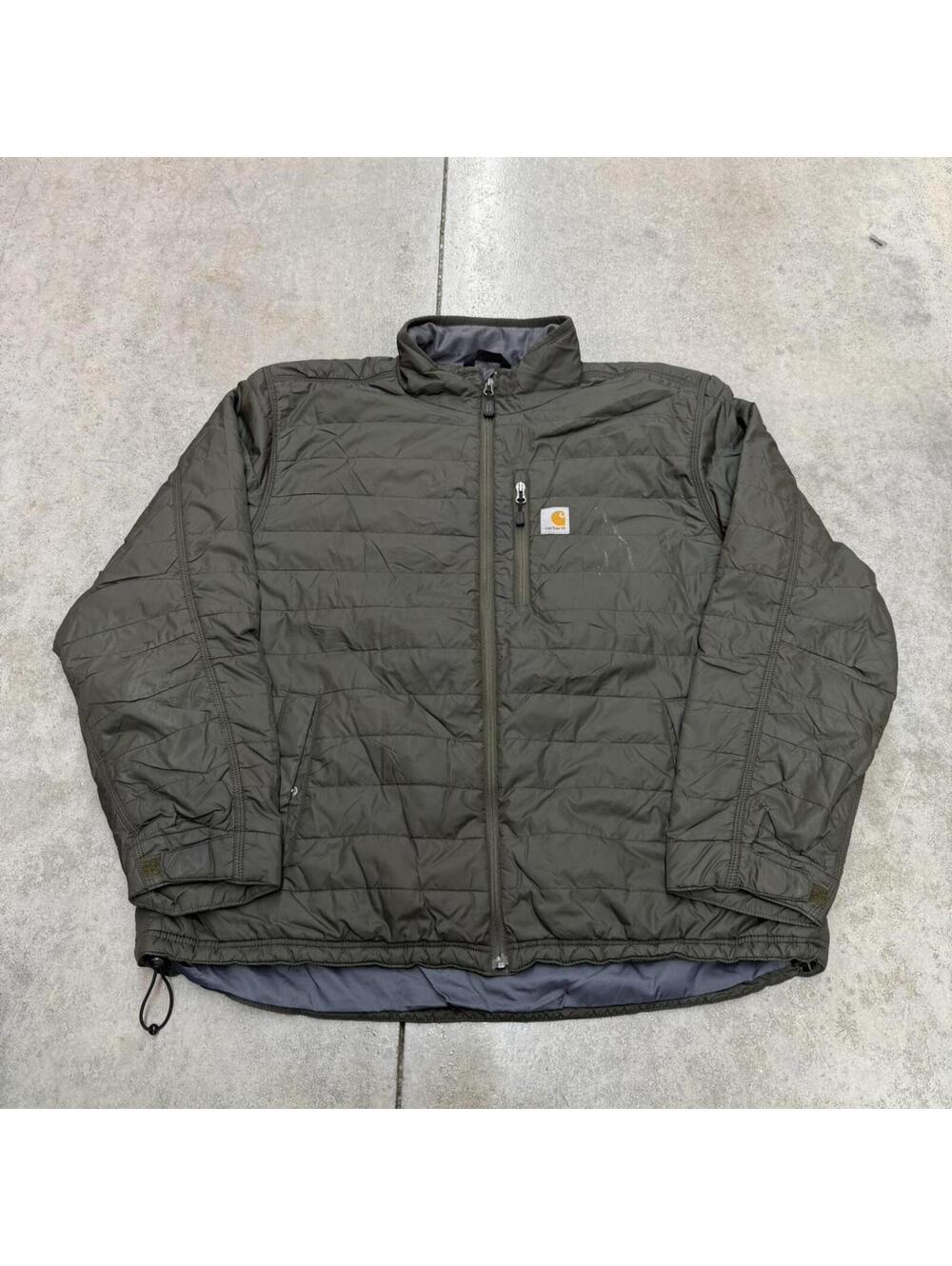 vintage carhartt olive green filliam insulated puffer jacket size xl